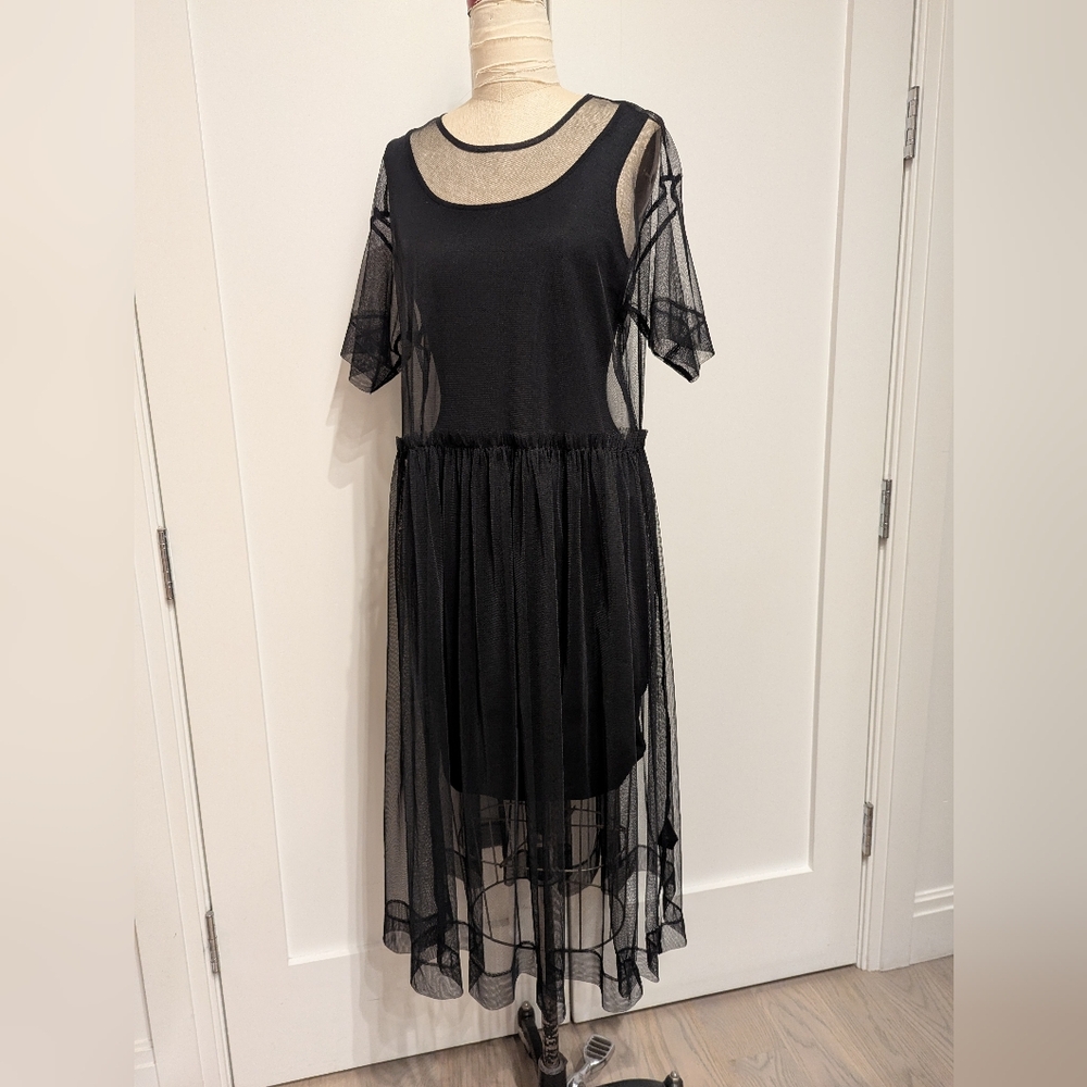 Monki mesh short sleeve midi dress